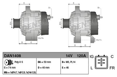 Alternator DENSO DAN1408