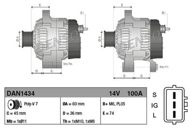 Alternator DENSO DAN1434