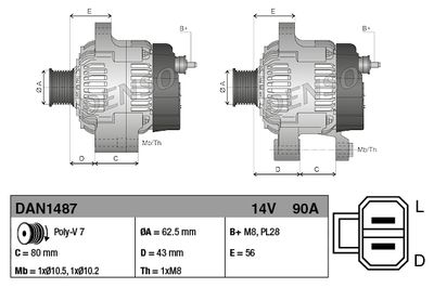 Alternator DENSO DAN1487