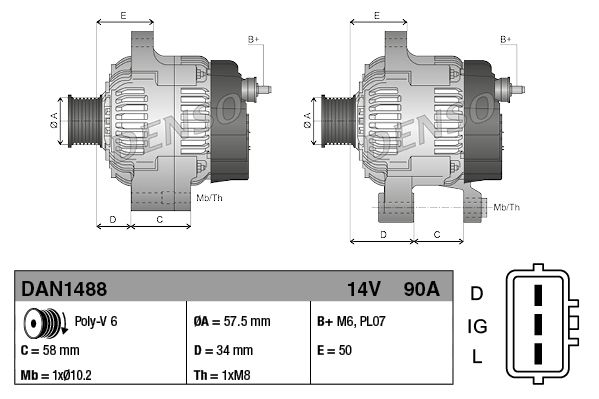DENSO DAN1488 Alternator