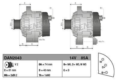 Alternator DENSO DAN2043