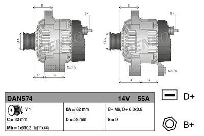 Alternator DENSO DAN574