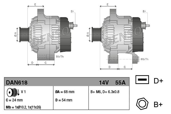 DENSO DAN618 Alternator