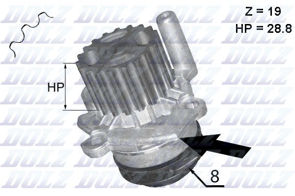 DOLZ A224 Water Pump, engine cooling