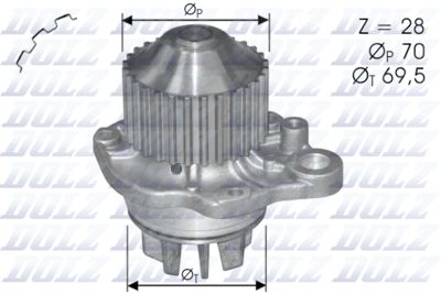 Water Pump, engine cooling DOLZ C121
