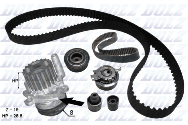 DOLZ KD248 Water Pump & Timing Belt Kit