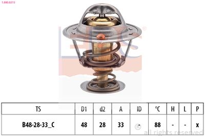 Thermostat, coolant EPS 1.880.831S