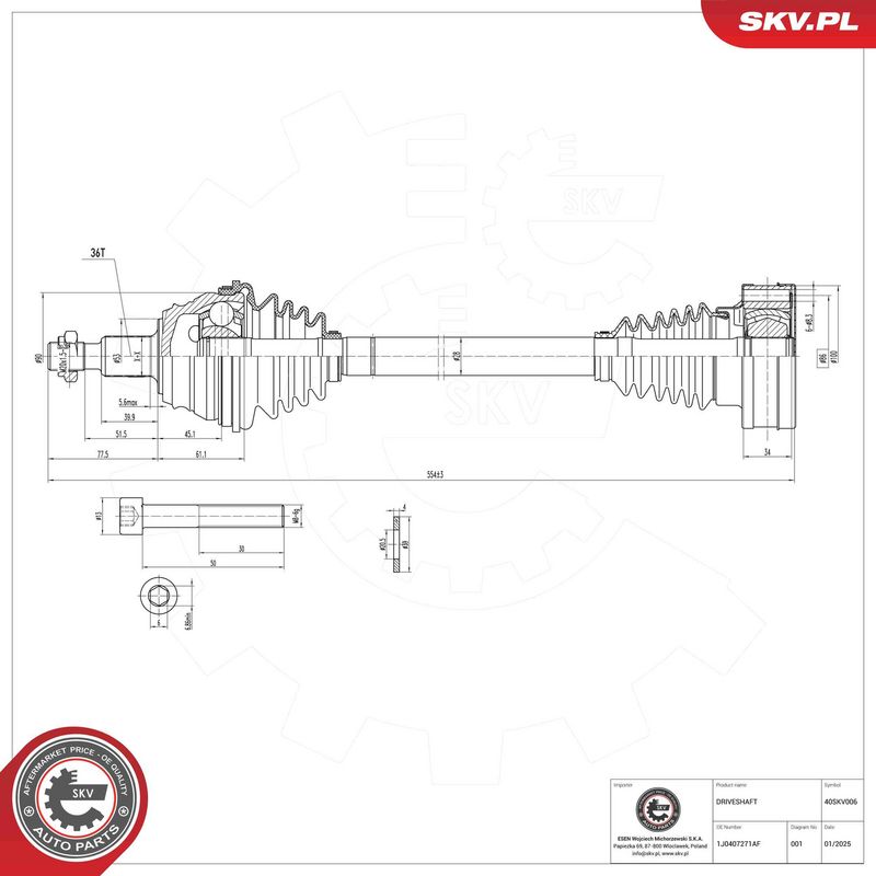 ESEN SKV 40SKV006 Drive Shaft