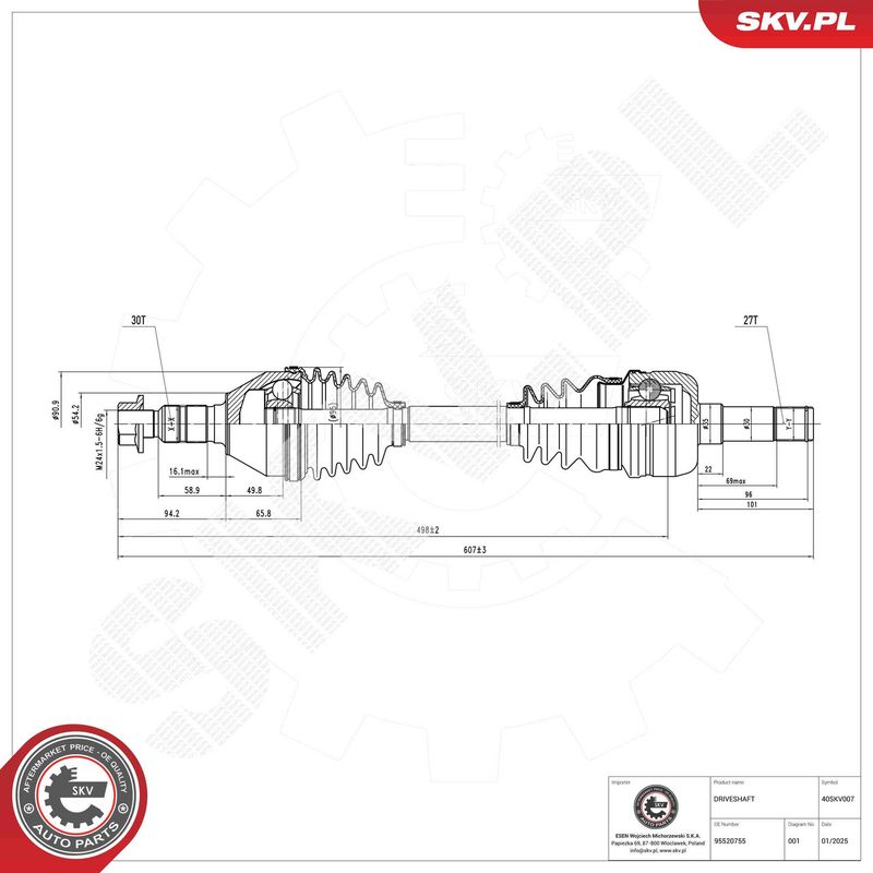 ESEN SKV 40SKV007 Drive Shaft