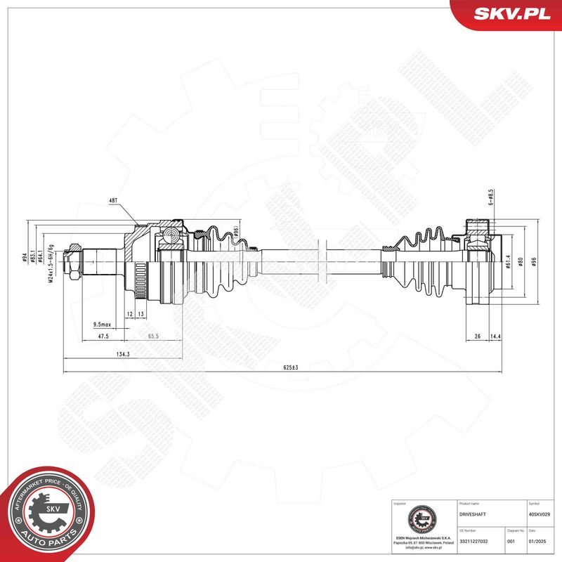 ESEN SKV 40SKV029 Drive Shaft