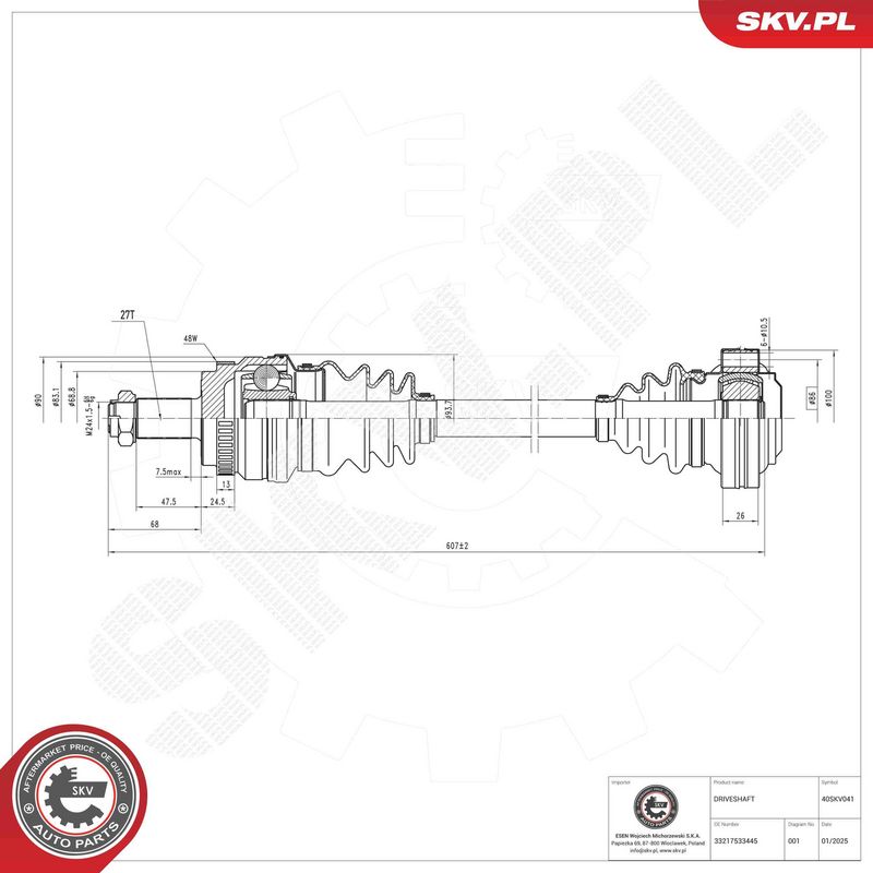ESEN SKV 40SKV041 Drive Shaft