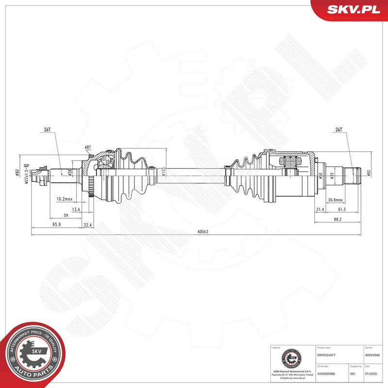 ESEN SKV 40SKV046 Drive Shaft
