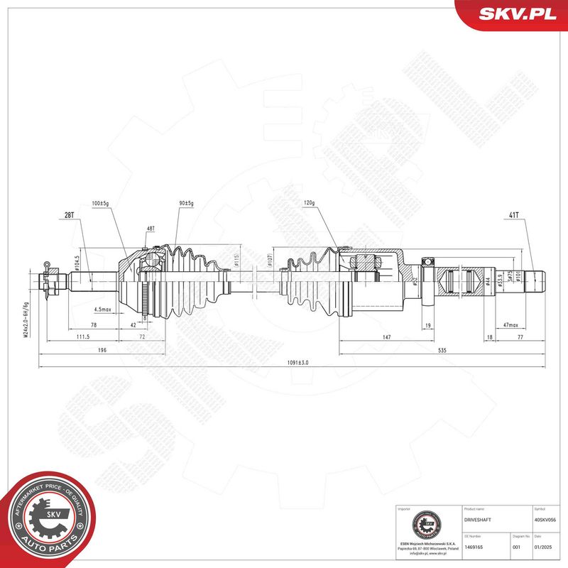 ESEN SKV 40SKV056 Drive Shaft