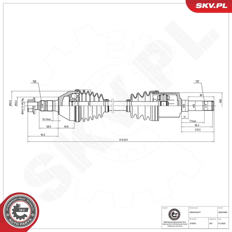ESEN SKV 40SKV068 Drive Shaft