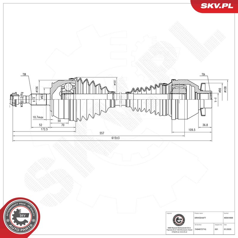 ESEN SKV 40SKV069 Drive Shaft