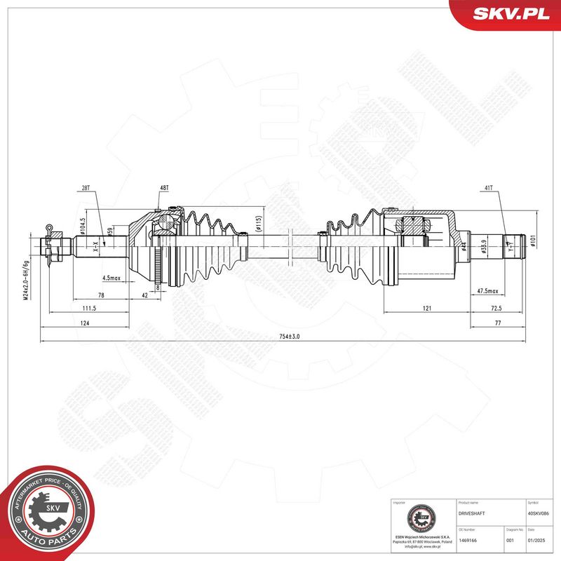 ESEN SKV 40SKV086 Drive Shaft