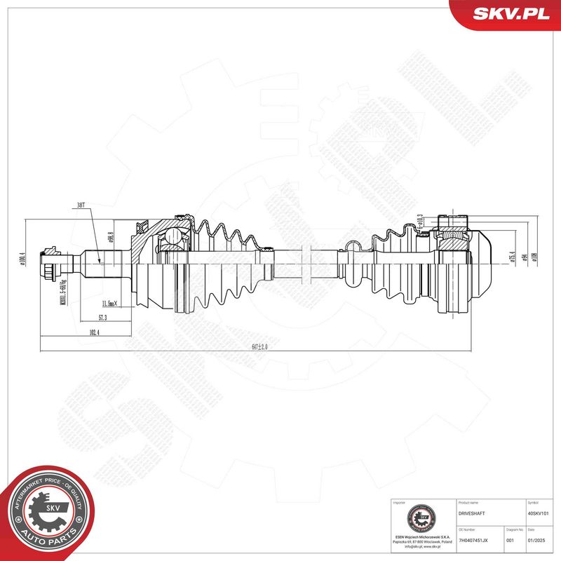 ESEN SKV 40SKV101 Drive Shaft