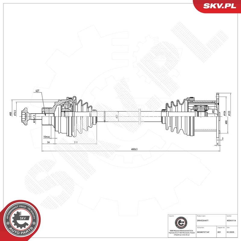 ESEN SKV 40SKV114 Drive Shaft