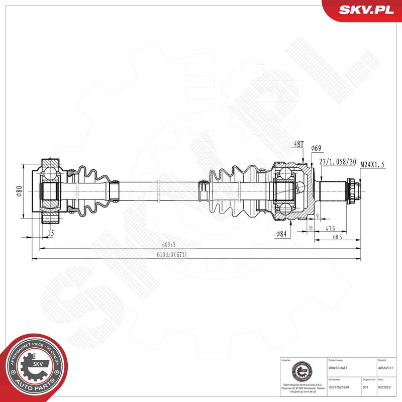 ESEN SKV 40SKV117 Drive Shaft