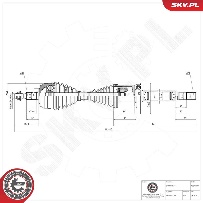 ESEN SKV 40SKV173 Drive Shaft