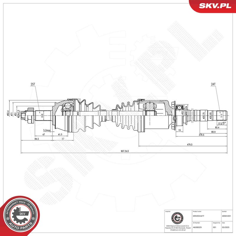 ESEN SKV 40SKV201 Drive Shaft