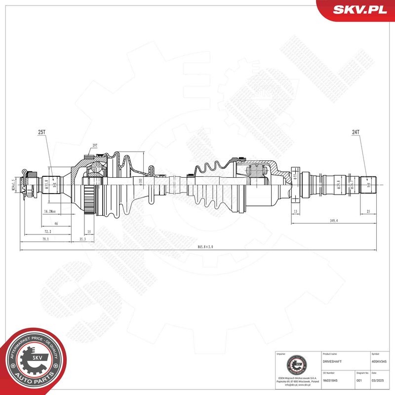 ESEN SKV 40SKV345 Drive Shaft
