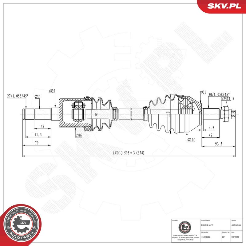 ESEN SKV 40SKV355 Drive Shaft