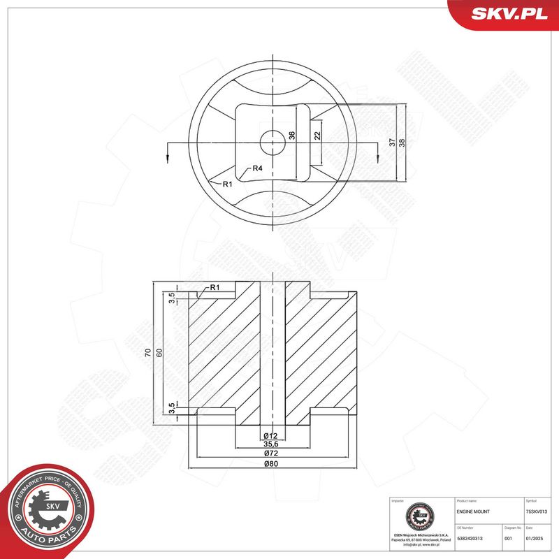 ESEN SKV 75SKV013 Mounting, engine