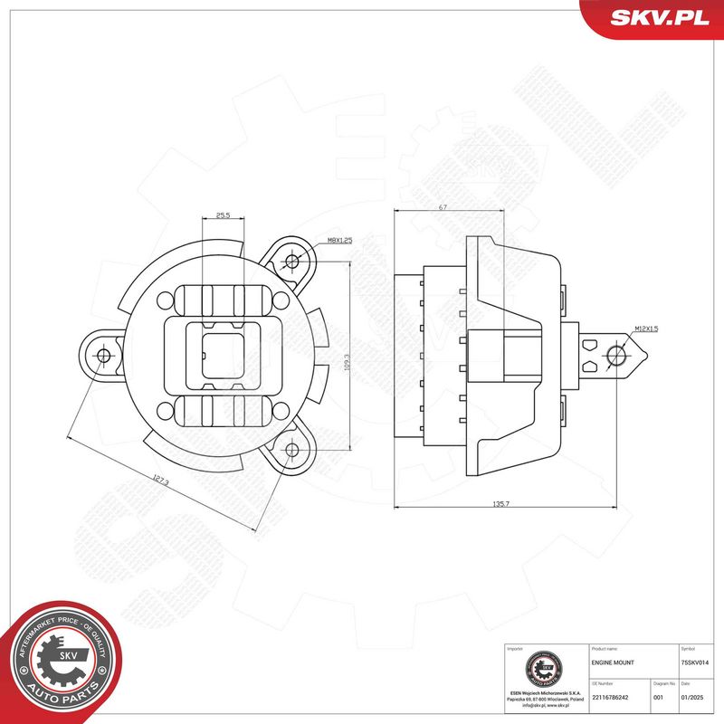 ESEN SKV 75SKV014 Mounting, engine