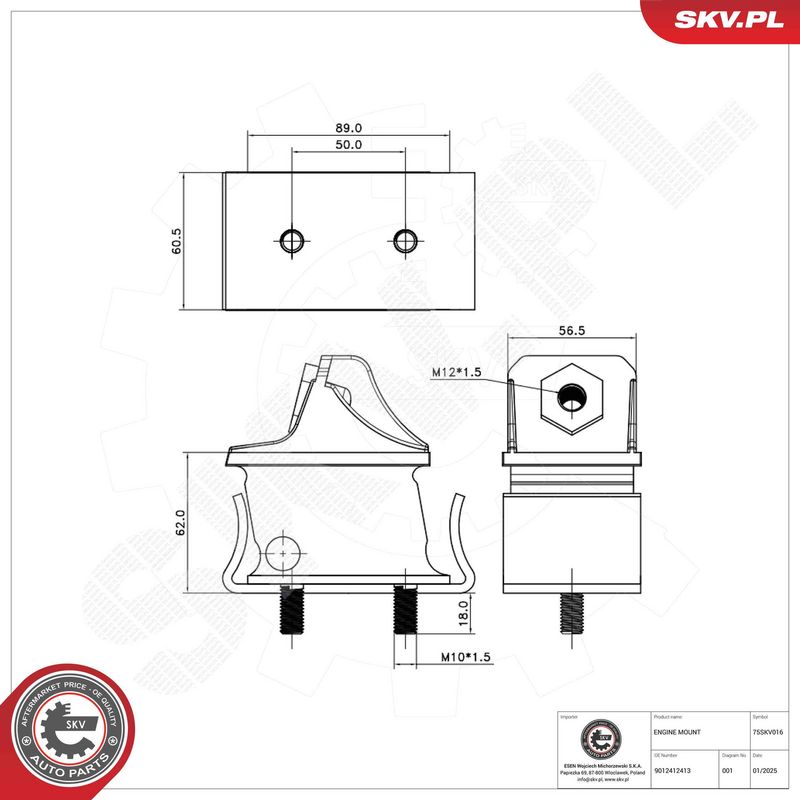 ESEN SKV 75SKV016 Mounting, engine