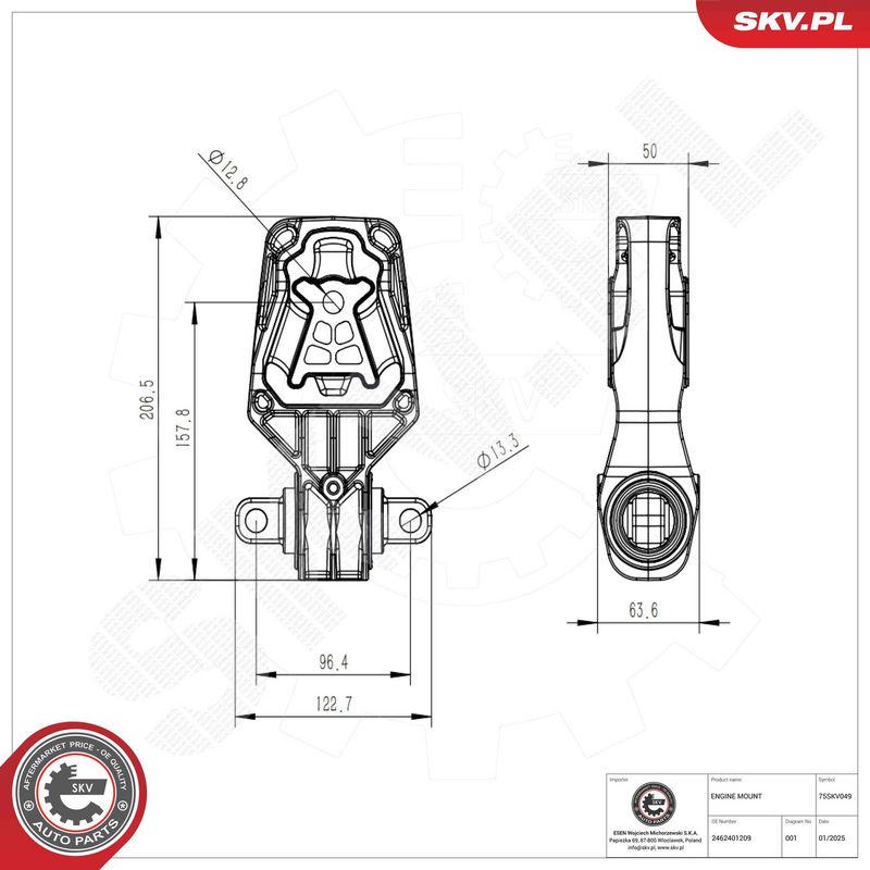 ESEN SKV 75SKV049 Mounting, engine