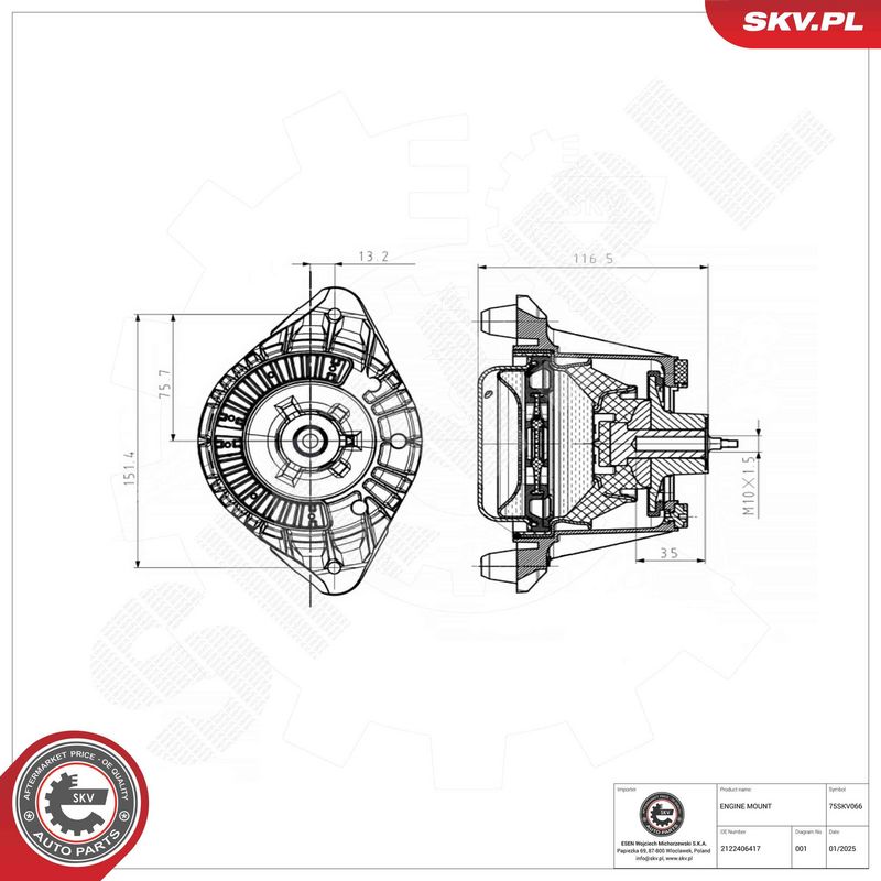 ESEN SKV 75SKV066 Mounting, engine