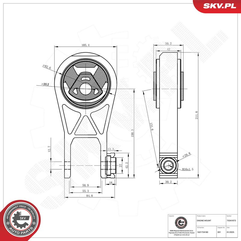ESEN SKV 75SKV073 Mounting, engine