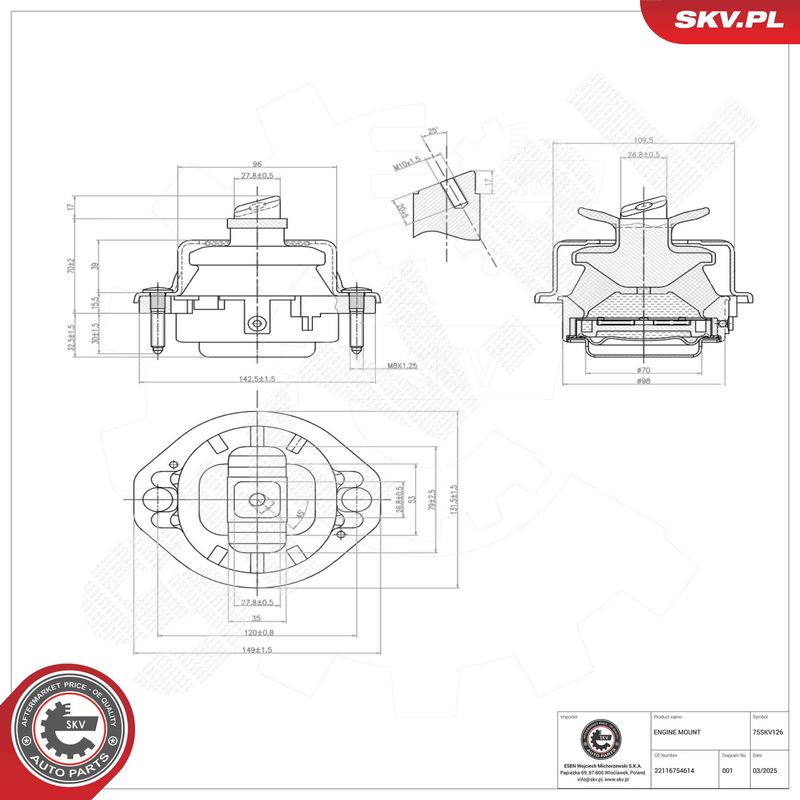 ESEN SKV 75SKV126 Mounting, engine