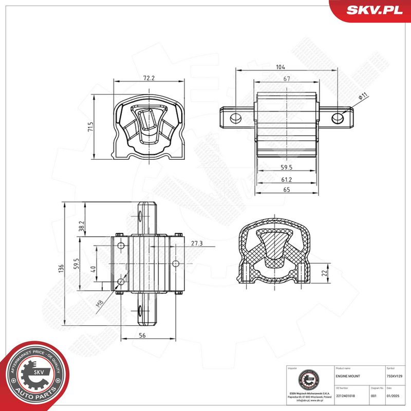 ESEN SKV 75SKV129 Mounting, engine