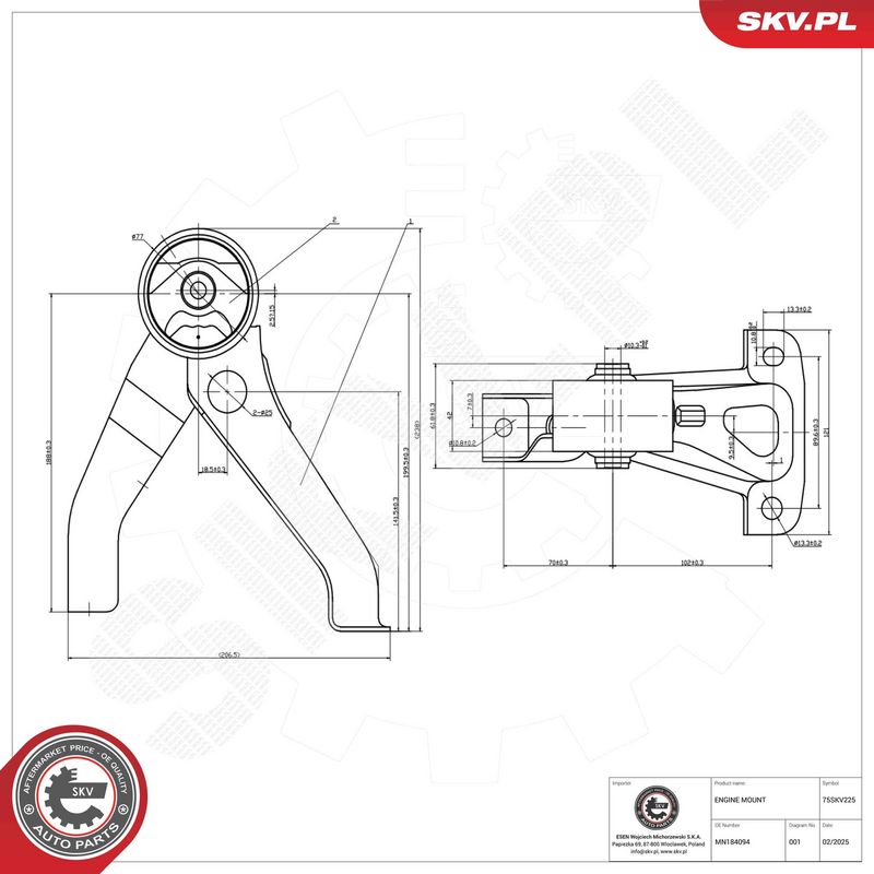 ESEN SKV 75SKV225 Mounting, engine