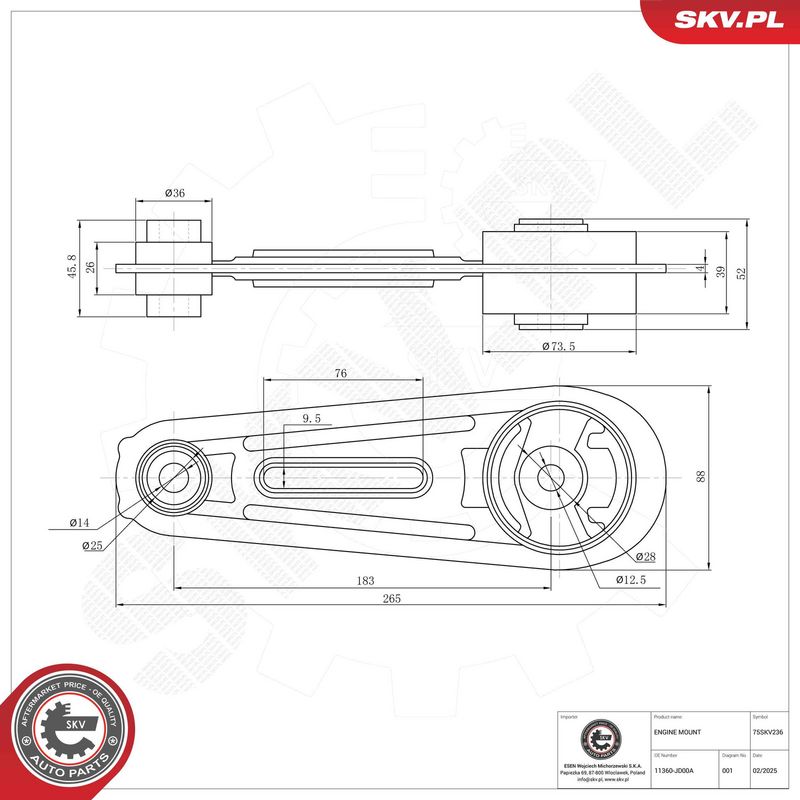 ESEN SKV 75SKV236 Mounting, engine