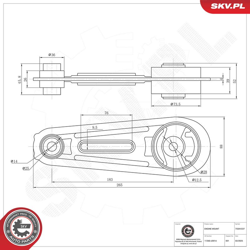 ESEN SKV 75SKV237 Mounting, engine