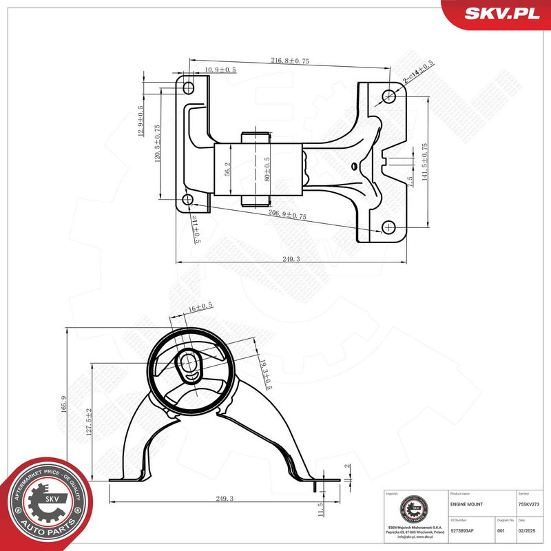 ESEN SKV 75SKV273 Mounting, engine