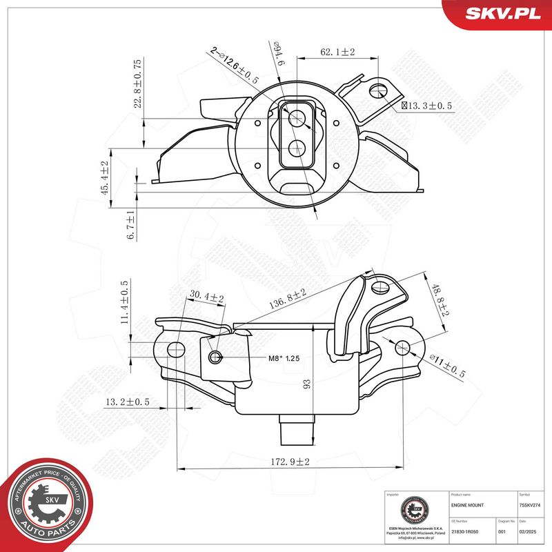 ESEN SKV 75SKV274 Mounting, engine