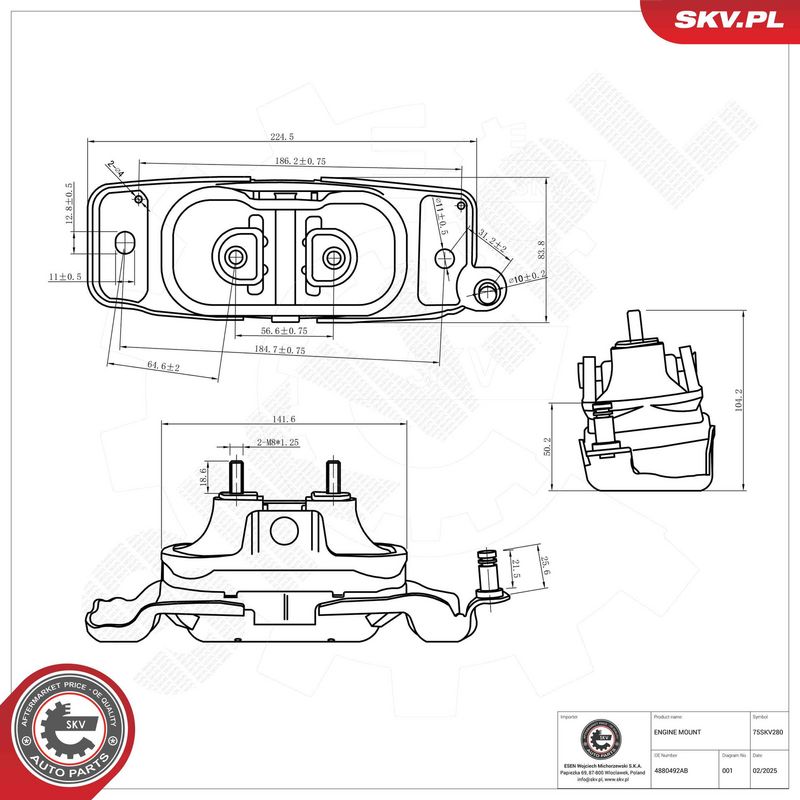 ESEN SKV 75SKV280 Mounting, engine