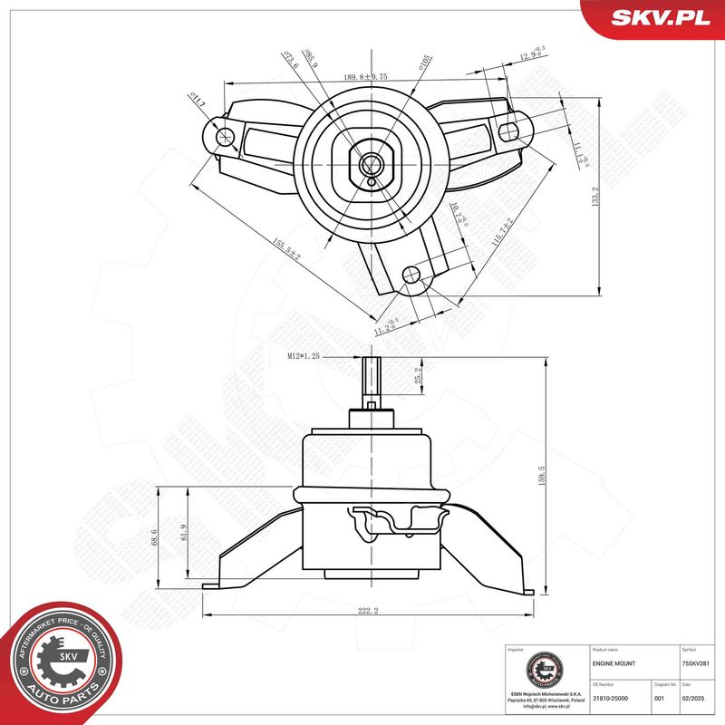 ESEN SKV 75SKV281 Mounting, engine