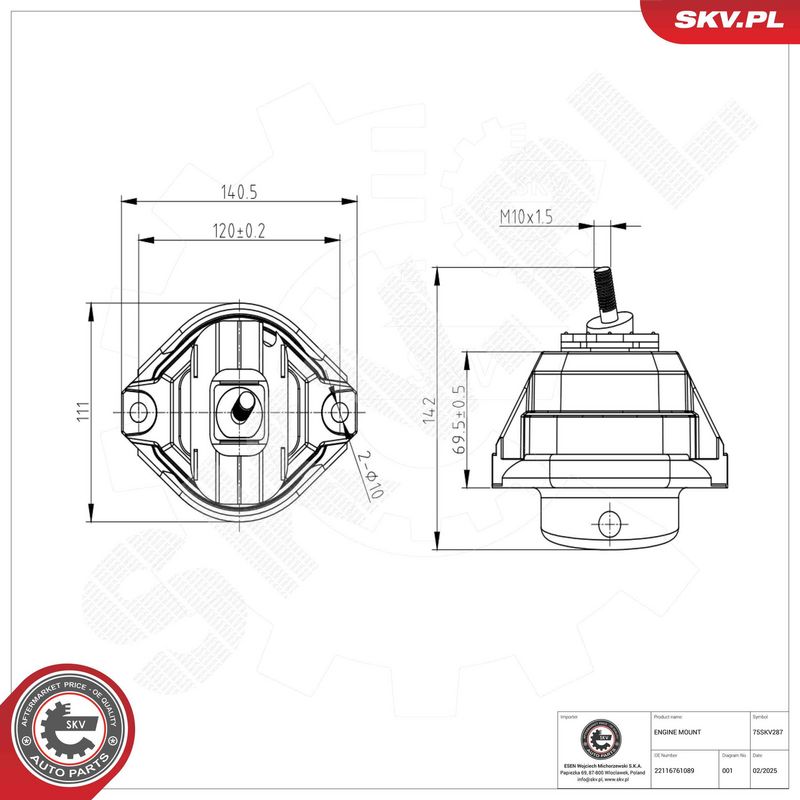 ESEN SKV 75SKV287 Mounting, engine