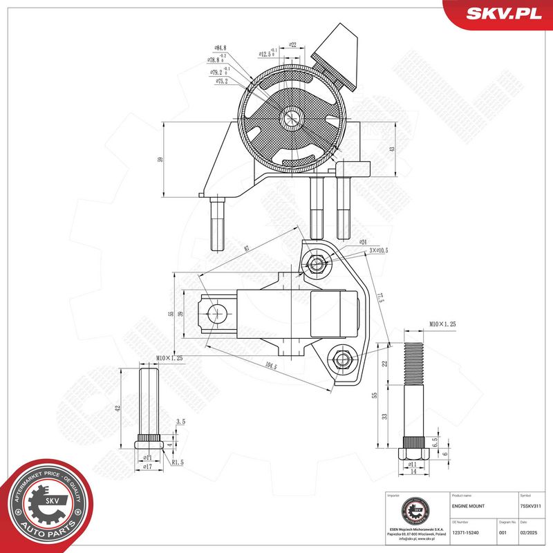 ESEN SKV 75SKV311 Mounting, engine