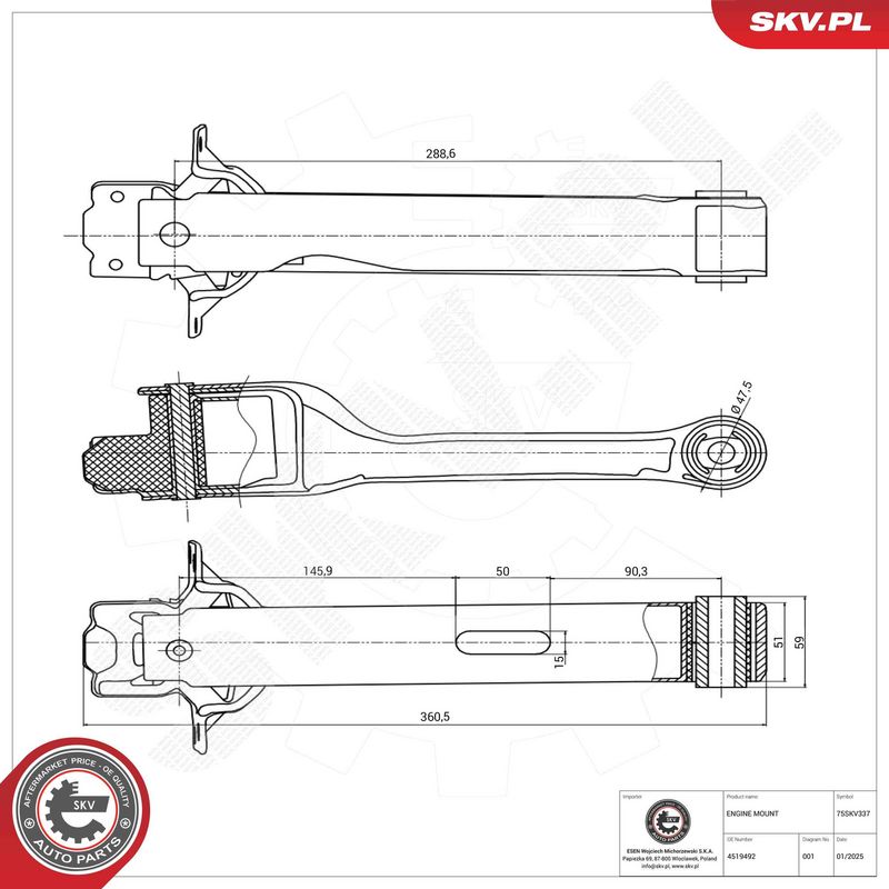 ESEN SKV 75SKV337 Mounting, engine