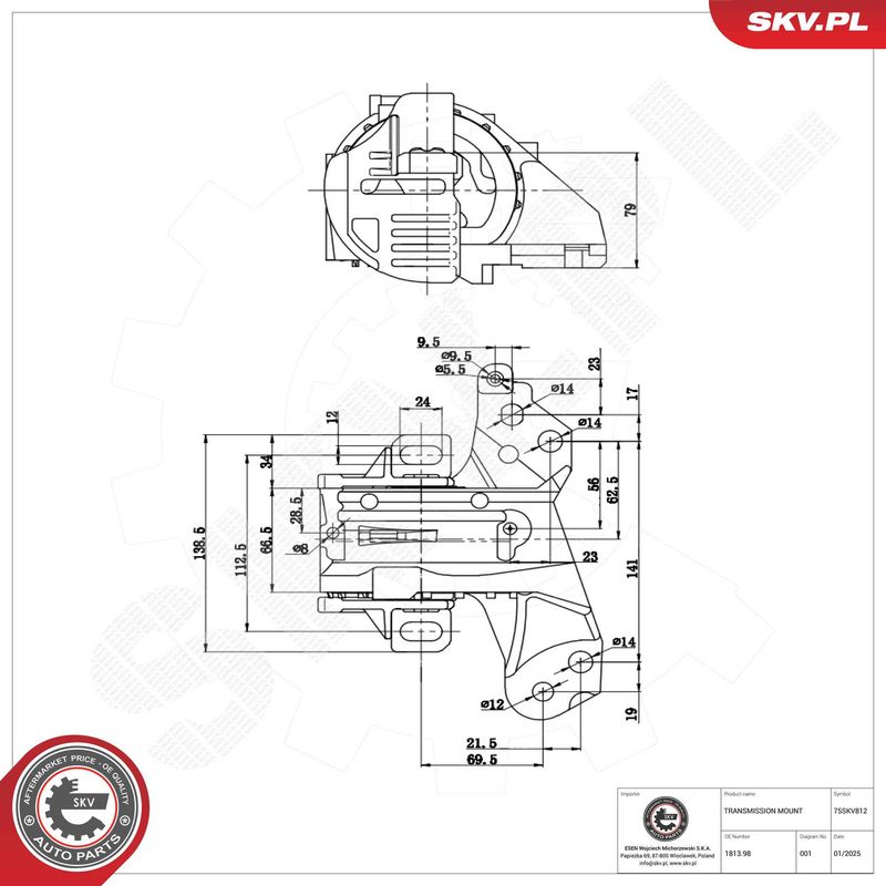 ESEN SKV 75SKV812 Mounting, automatic transmission