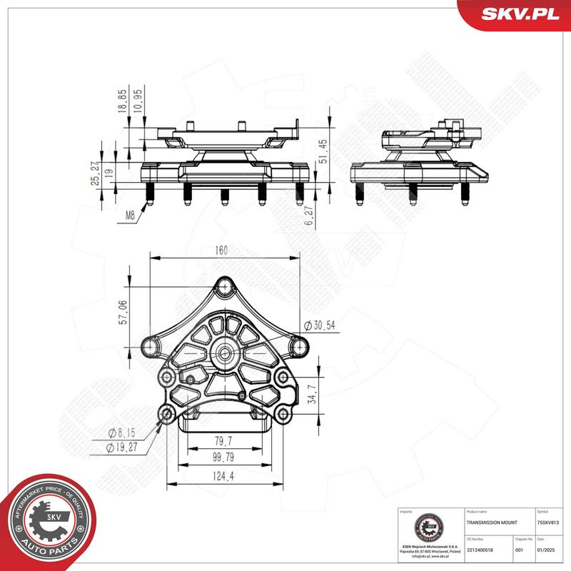 ESEN SKV 75SKV813 Mounting, automatic transmission
