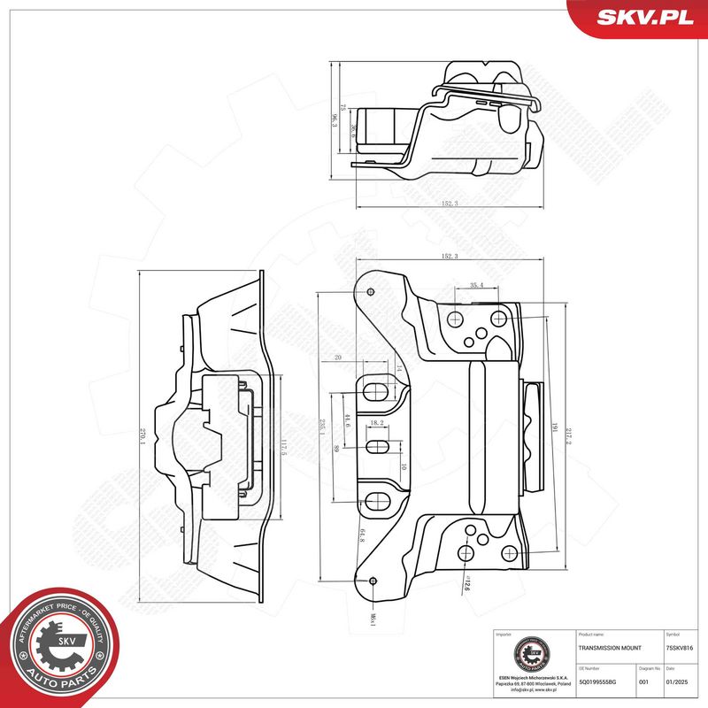 ESEN SKV 75SKV816 Mounting, automatic transmission