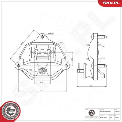 Mounting, automatic transmission ESEN SKV 75SKV818