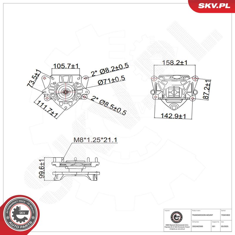 ESEN SKV 75SKV822 Mounting, automatic transmission